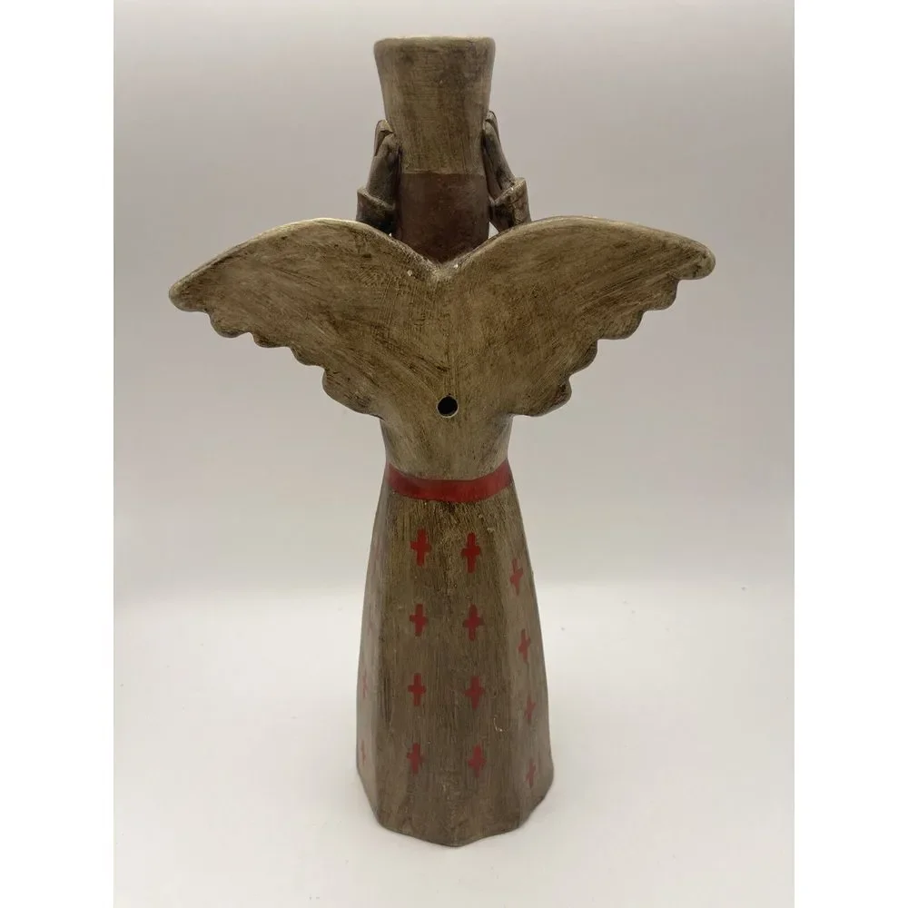 Terracotta‎ Angel Peruvian Style Candleholder Handpainted